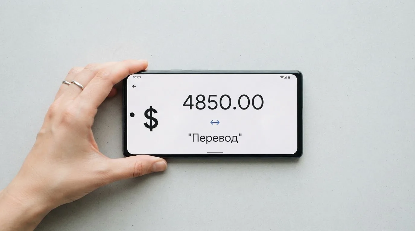 Телефон с экраном перевода стейблкоина